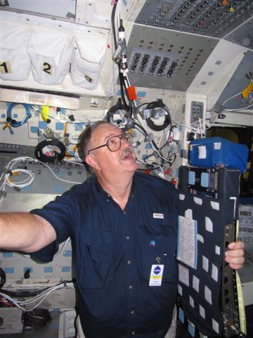 Space Shuttle trainer flight deck visit